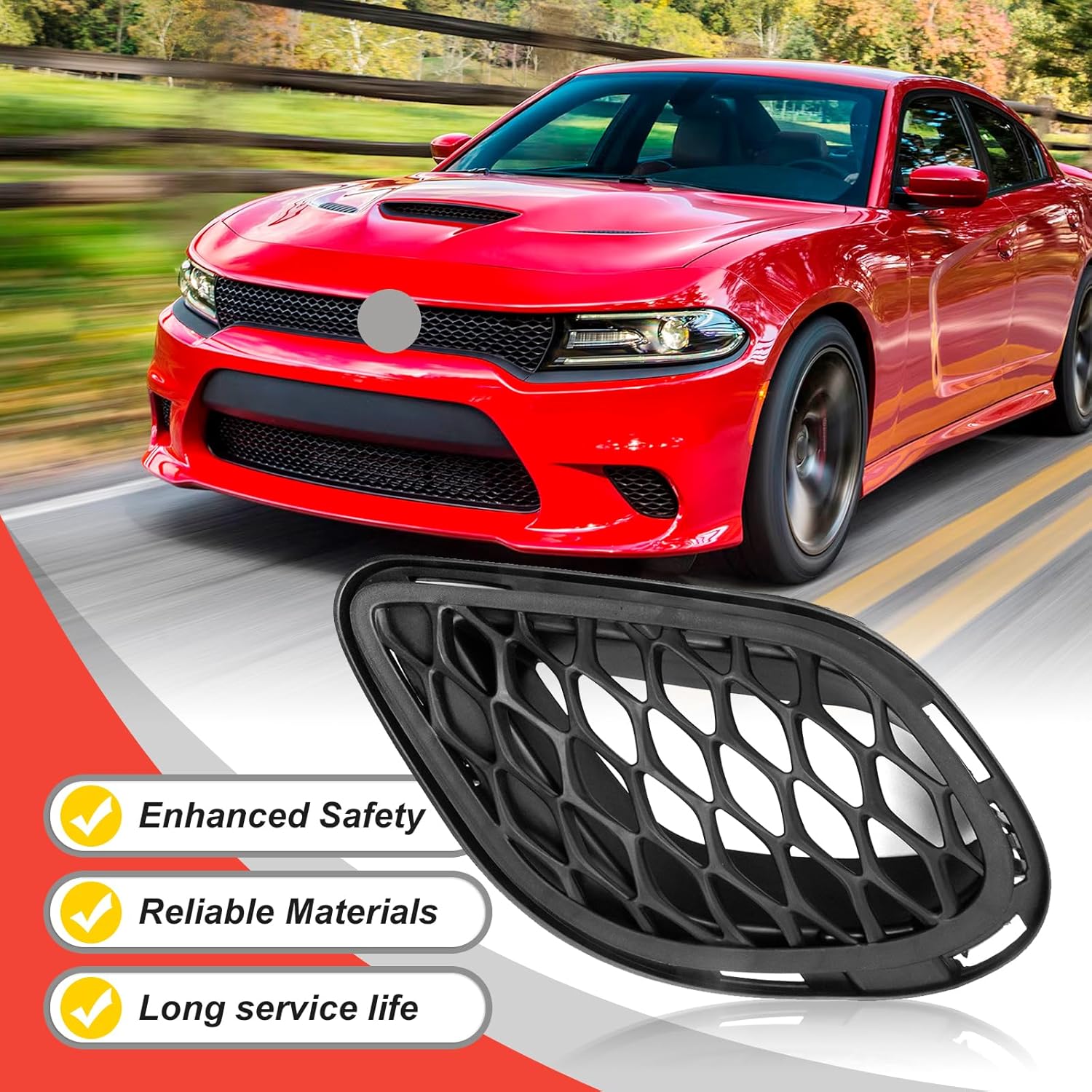 68280492AA Bumper Fog Light Grille Cover Bracket Kit Left and Right Side, Replacement for Dodge Charger GT 2018-2022 Charger SE 2015-2017, Replaces 68280493AA