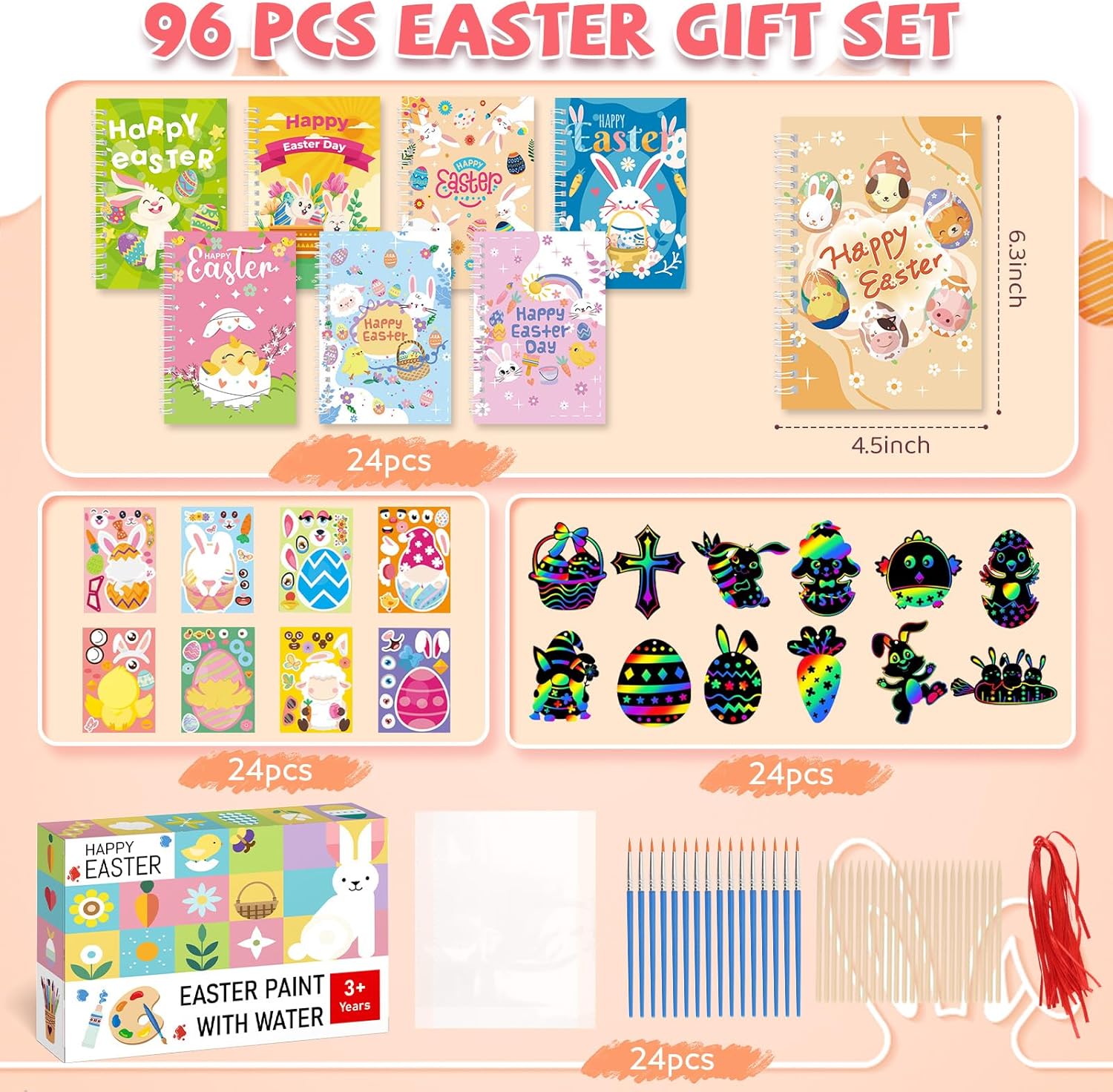 Easter Party Favors for Kids, 24 Pack Water Coloring Books Set Toys Bulk for Classroom, Mini Coloring Books Bulk for Kids Boys Girls Classroom Prizes School Activity Easter Basket Goodie Bag Fillers
