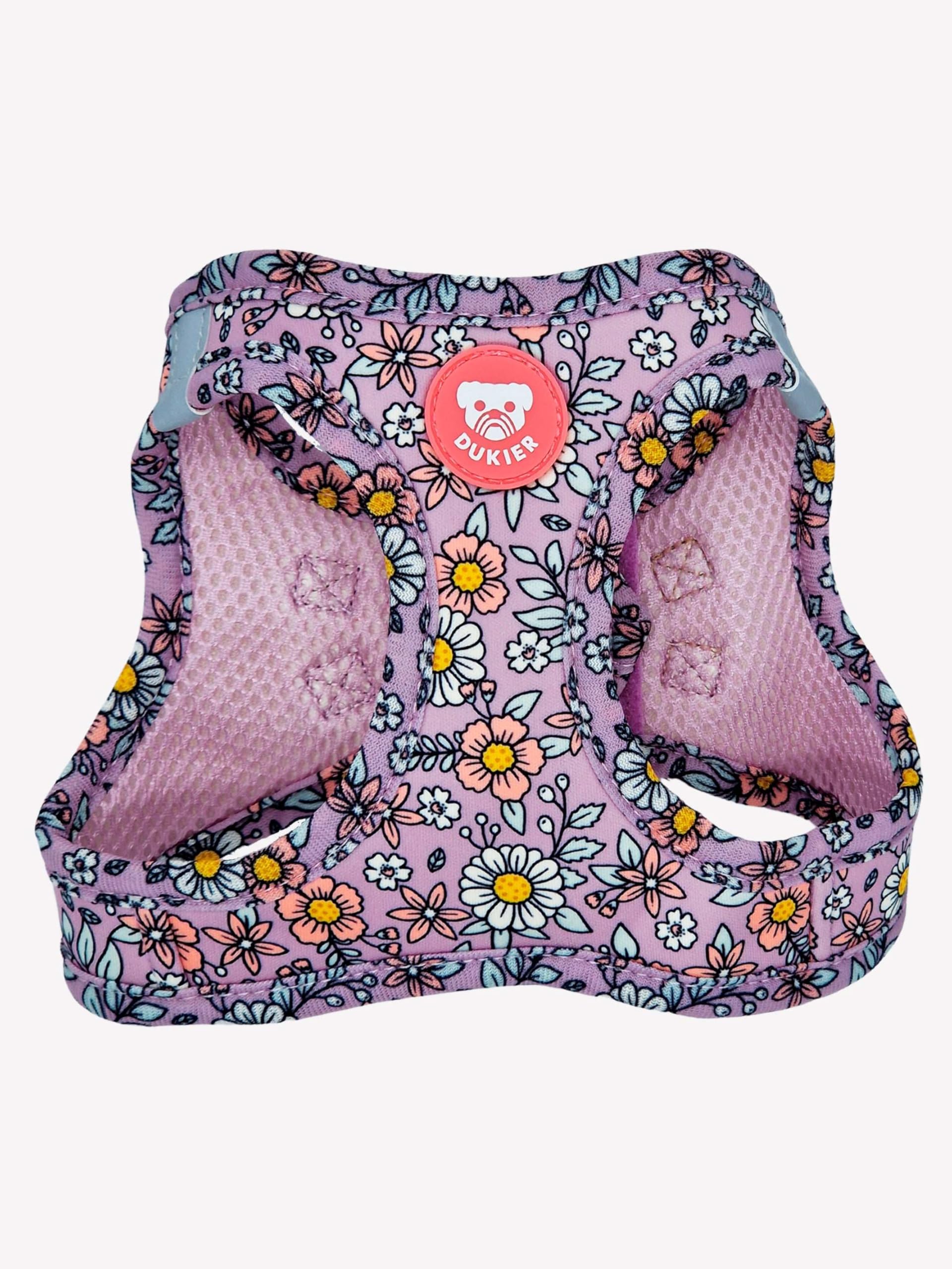 DUKIER - Arnés de Cuerpo para Perro, Chaleco Body Antirones, Ajustable y Resistente para Mascotas, de Malla Transpirable, Diseño Flower Power, Talla XL