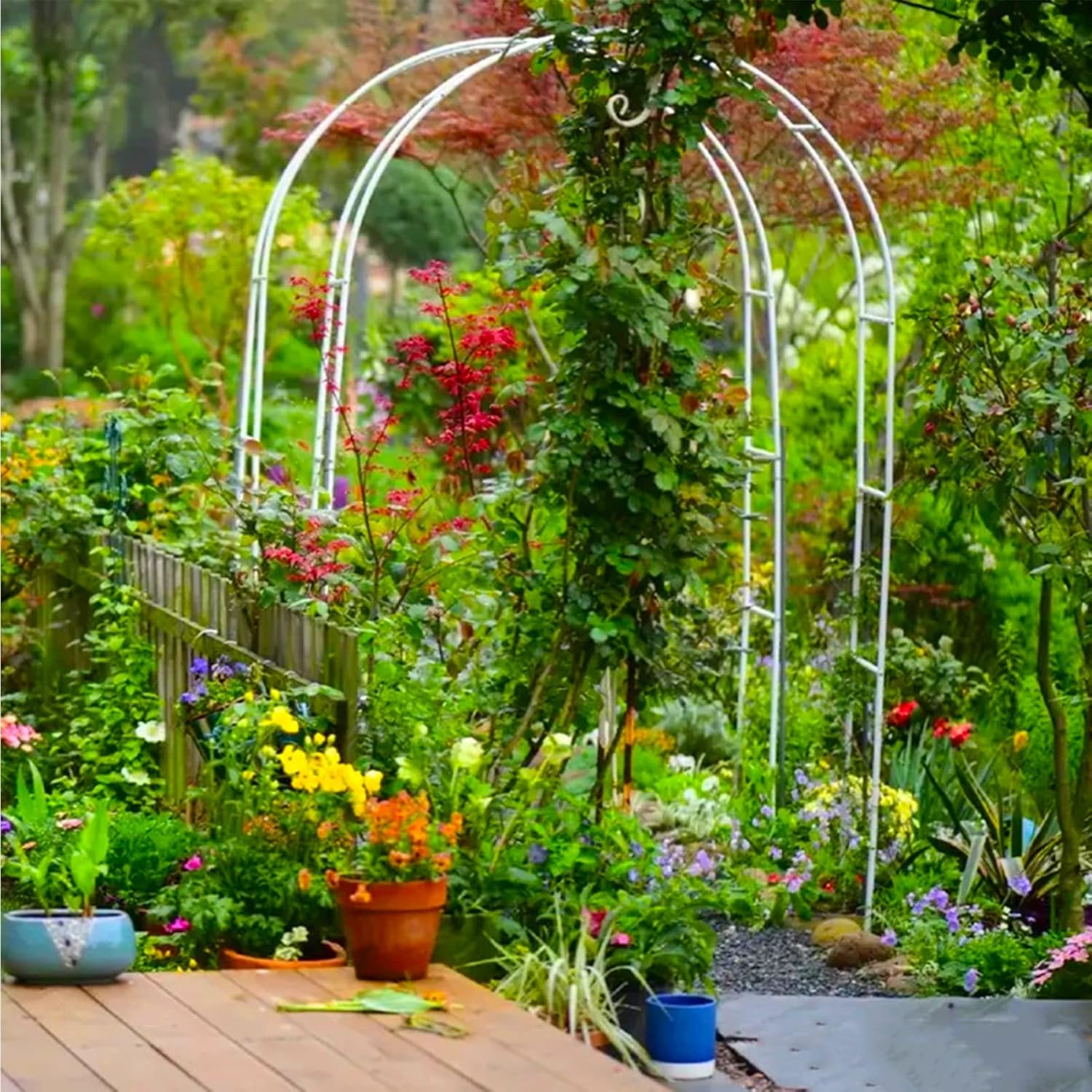 Garden Arch Trellis, Support Archway, Garden Plant Climbing Arch Support Stable and Load-bearing Waterproof and Weatherproof Patio/Roof/Entrance/Wedding Decor ( Color : White , Size : 80x200x25CM )