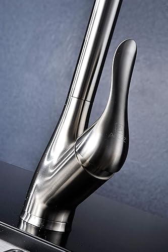 Miniatura 3 de ANZZI Grifo de fregadero de cocina extraíble de níquel cepillado, solo agujero, rociador extraíble para fregadero de acero inoxidable comercial,