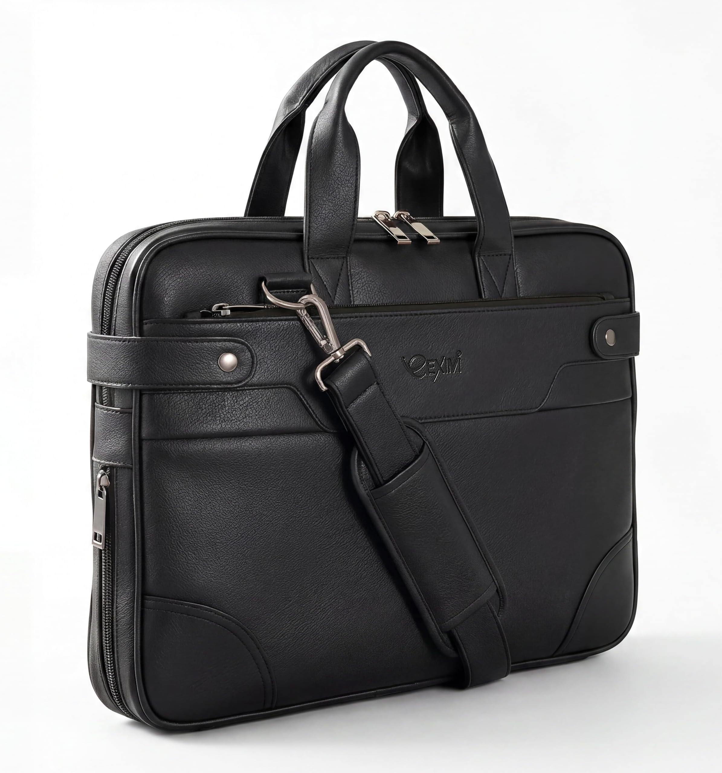 - Laptop Bag for Men Office Use| Office Bag for Men| PU Leather Laptop Messenger Bag| Expandable Bottom Briefcase with Shoulder Strap| Fits Up to 15.6 Inch Laptop| Black Vintage-Style