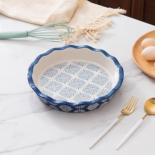 Miniatura 9 de Wisenvoy Plato de cerámica para tartas de cerámica, placa de pastel de porcelana, sartén antiadherente para tartas