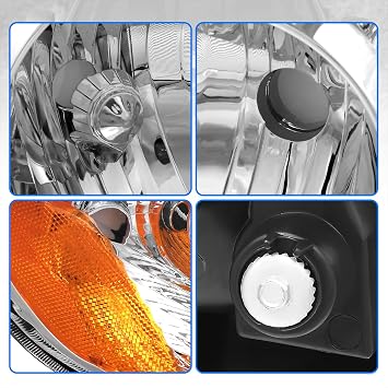DWVO Headlights Assembly Compatible with 03-08 2003 2004 2005 2006 2007 2008 Corolla Headlamp Replacement Pair Driver and Passenger Side Chrome Housing