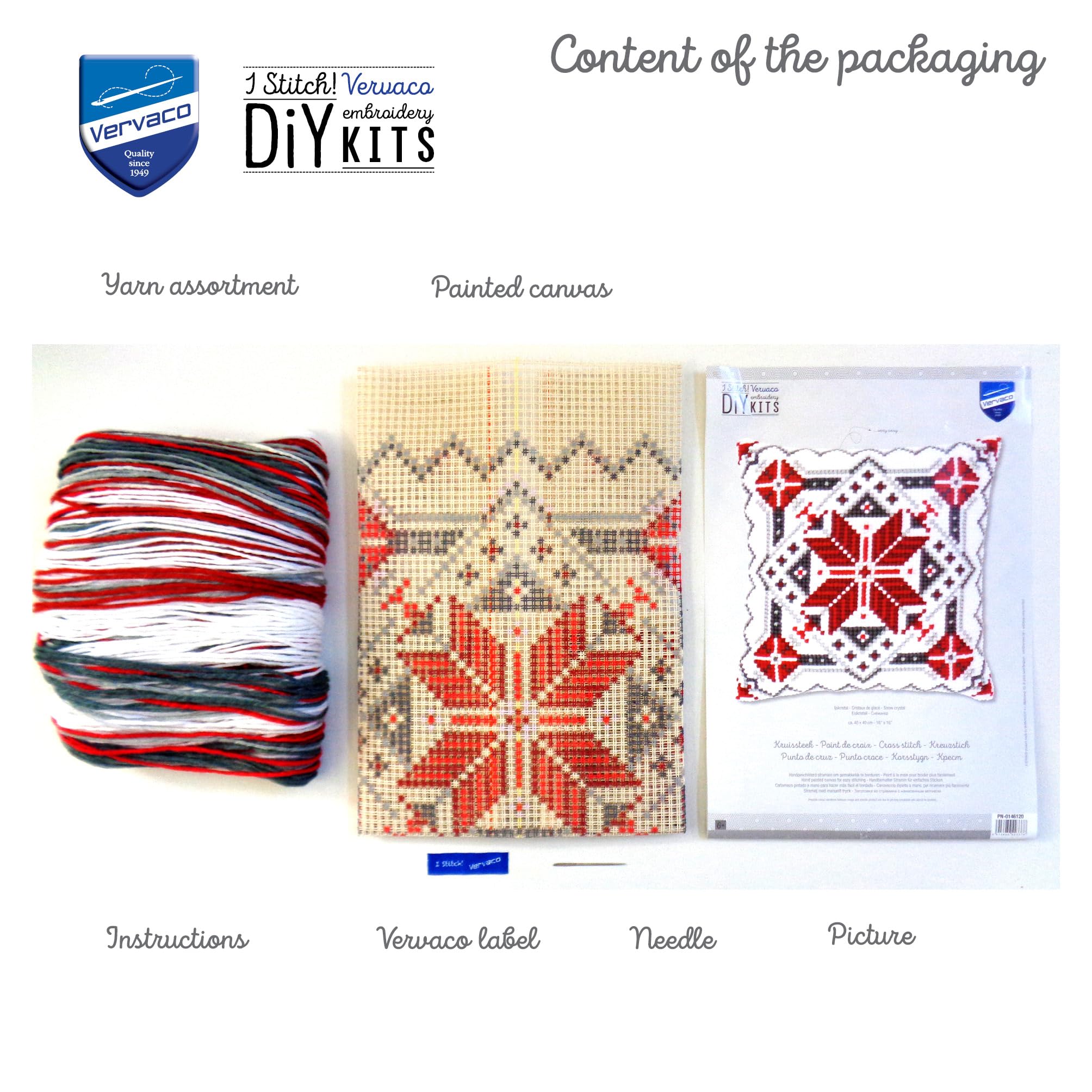 VERVACO Kit Cuscino Punto Croce Cristallo di Neve II Set Ricamo Principianti Cuscini Gobelin Decorativi ca. 40 x 40 cm Accessori per Lavoretti Creativi DIY Casa Decor Hobby Adulti Cross Stitch