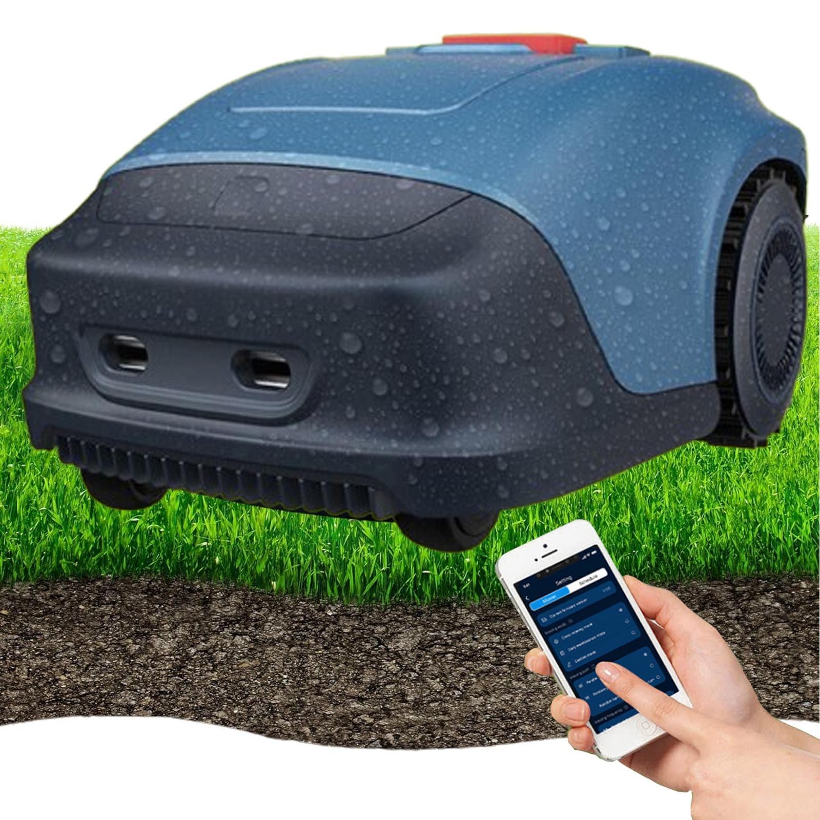 Cortadora De CéSped RobóTica con Control por AplicacióN Bluetooth: áRea CéSped Aplicable:1200㎡,Ancho Corte: 7 Pulgadas,Eficiencia Trabajo:150 M2/h,para Jardines PequeñOs Y Medianos,Blue