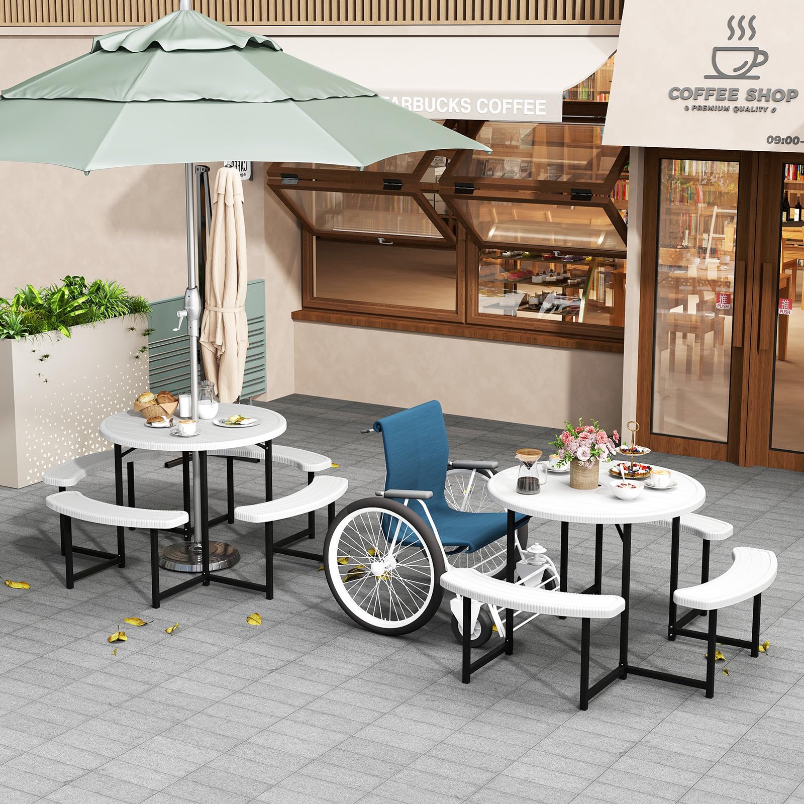 Amazon.com : Tangkula 8 Person Picnic Table, HDPE Outdoor Round