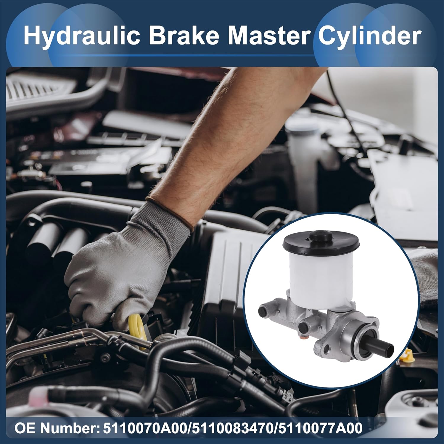 Brake Master Cylinder with Reservoir No.5110070A00/‎5110083470 for Suzuki Samurai 1986-1988 Hydraulic Master Cylinder Aluminum Alloy Plastic 1 Pcs