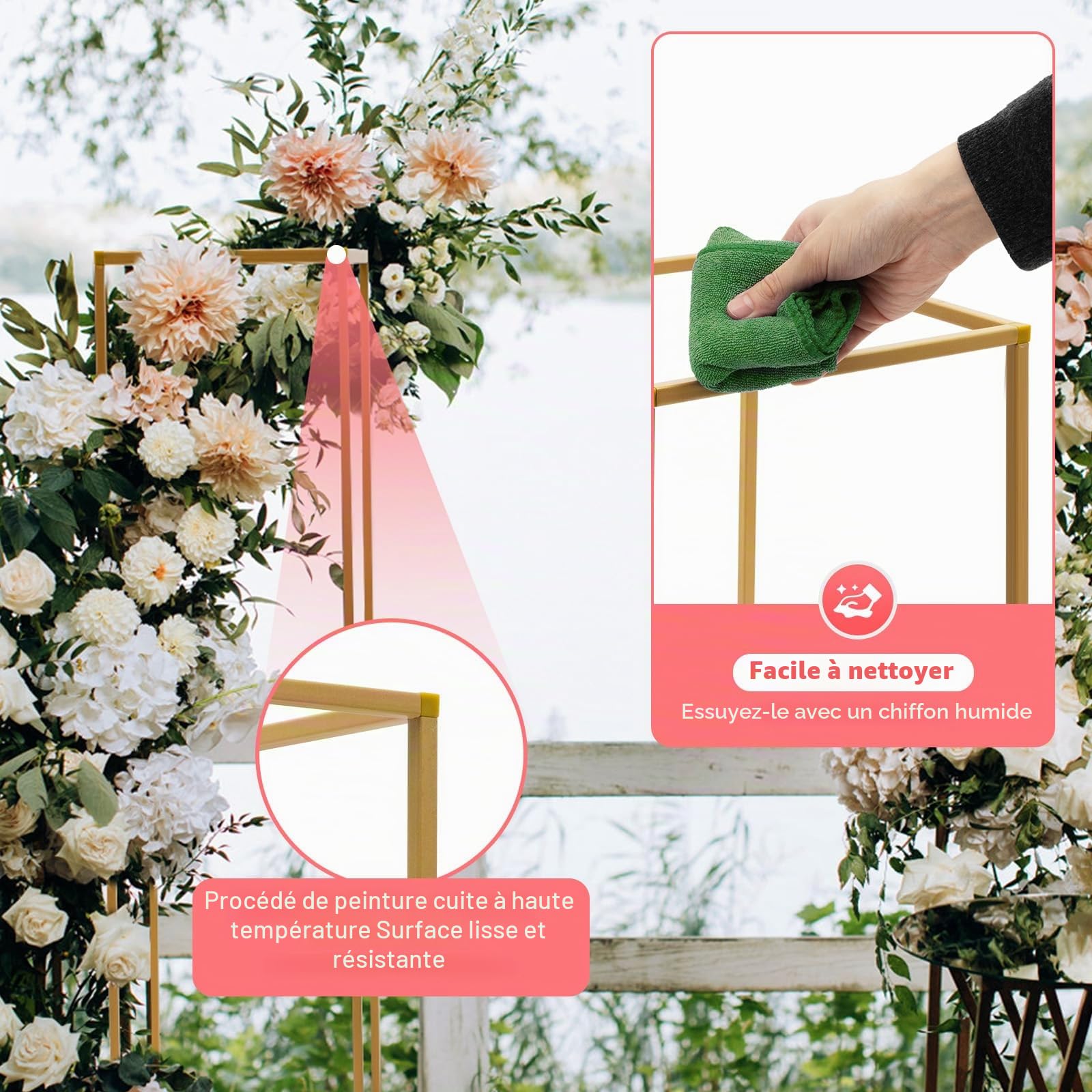 10 supports à fleurs en métal, 80 cm de hauteur, support pour plantes, support pour plantes de table de mariage, centres de table, pour les décorations de fêtes et les décorations d'événements