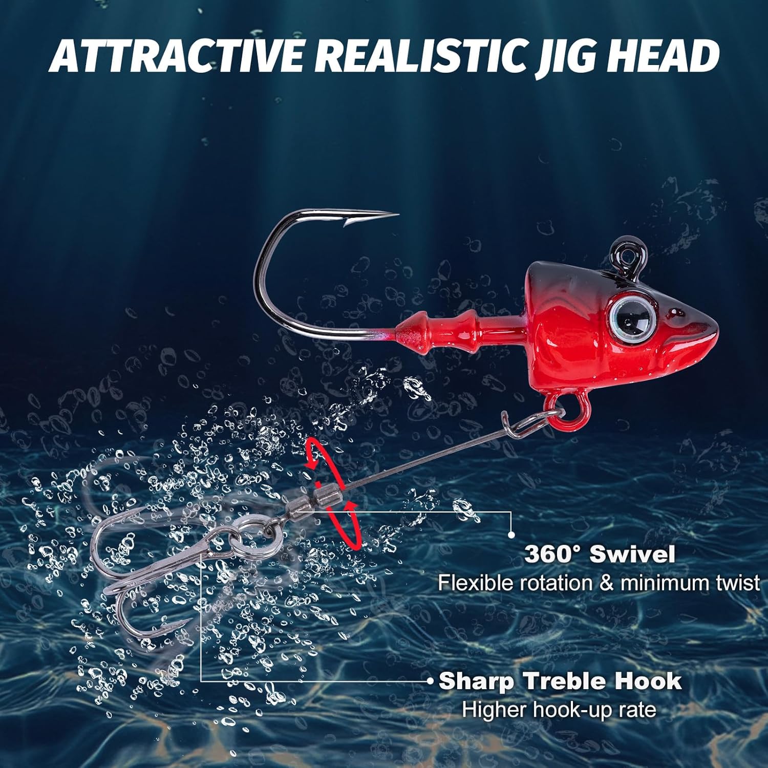 Goture Swimbait Jig Heads, Colored Lead Jig Head Hooks for Freshwater Saltwater, Painted Fishing Jigs Hooks for Trout Bass Walleye Crappie Fishing,5 Colors Swim Jigs Heads with Tackle Box