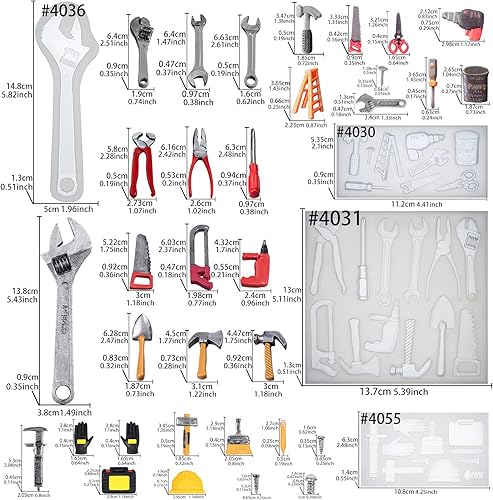Miniatura 2 de FUNSHOWCASE Construction Tools - Moldes de silicona para fondant, paquete de 4 unidades para chocolate, dulces, azúcar, cupcakes, decoración de