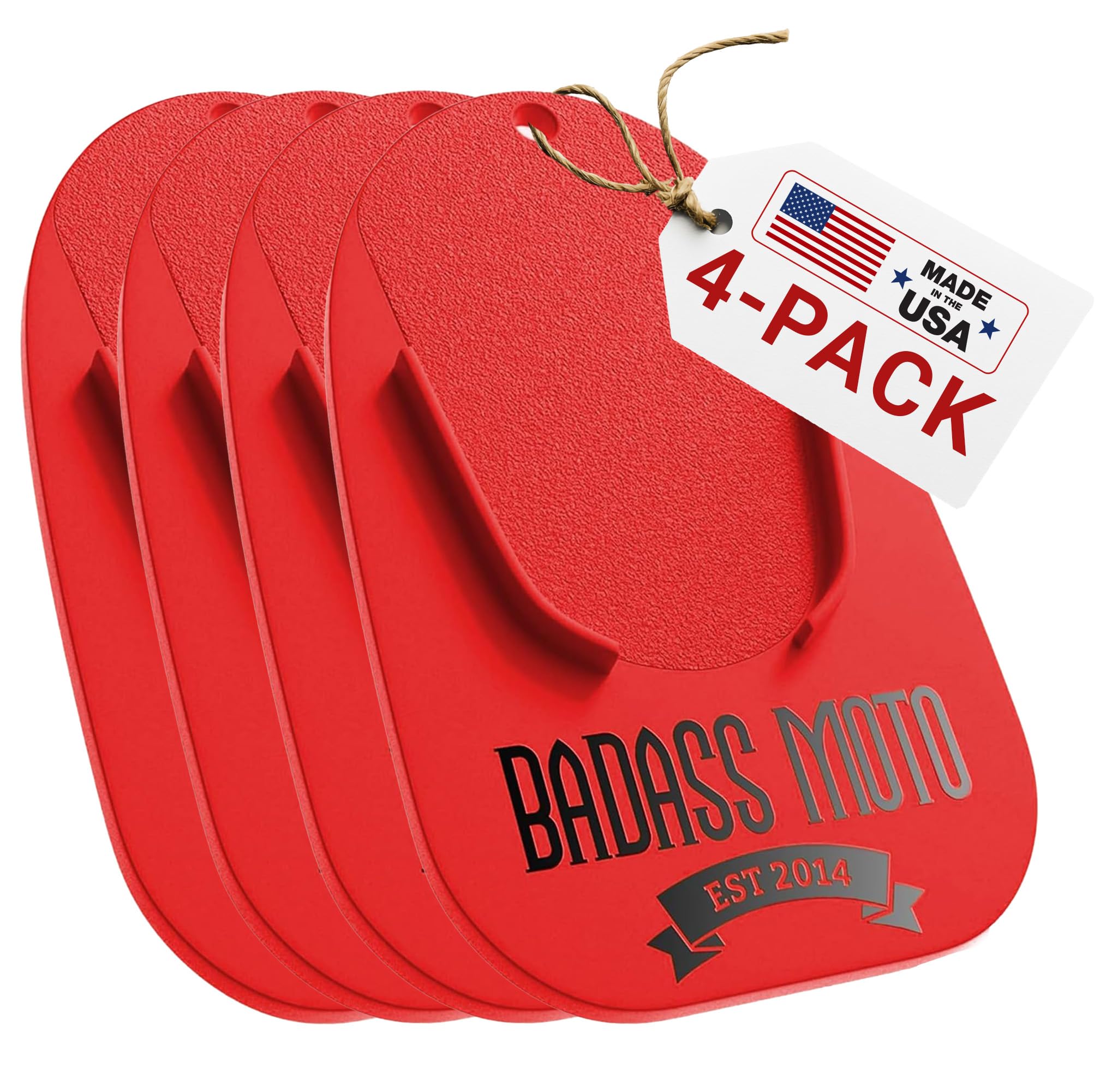 Badass Moto Motorcycle Pucks for Kickstand, Kick Stand Plate, Red 4-Pk USA