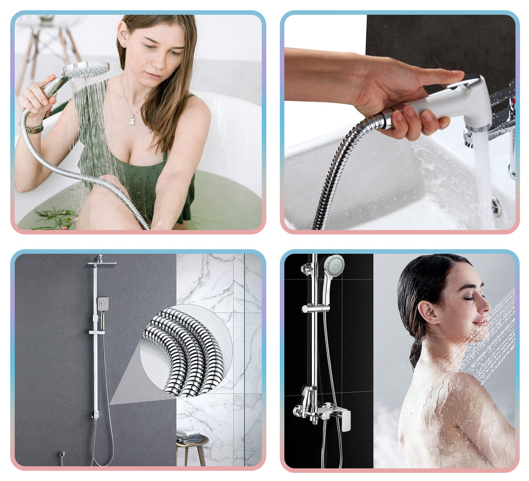 RUIXUE ® Tubo Doccia 3 Metri,Tubo doccia Flessibile, attacco universale standard G1/2, flessibile e senza pieghe, superficie elettroplaccata facile da pulire.
