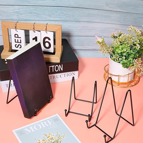 Miniatura 4 de Mixweer 24 soportes de placa para exhibición de metal, soporte de caballete de fotos, soporte para libros, soporte de fotos para caballetes de