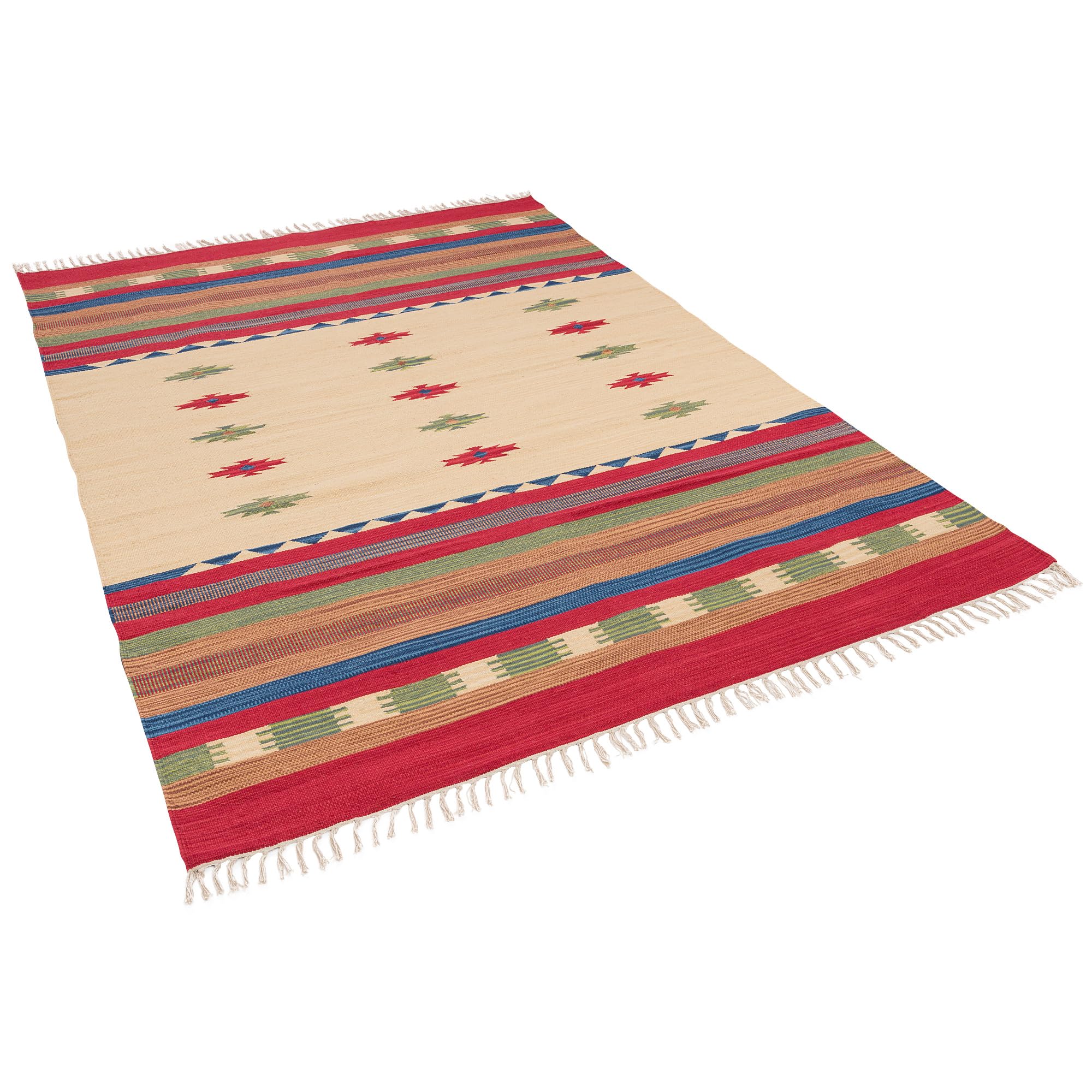 Pergamon Kelim Lina - Tappeto in Cotone Naturale - Tendenza Rosso - 7 Dimensioni