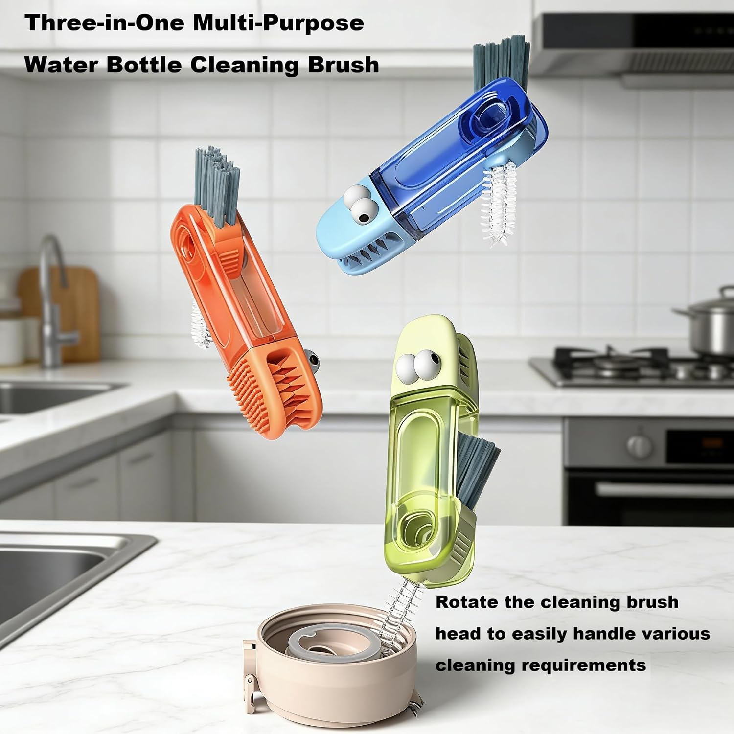 3 in 1 Cup Lid Gap Cleaning Brush Set Multifunctional 3 Pack Cleaner image 3