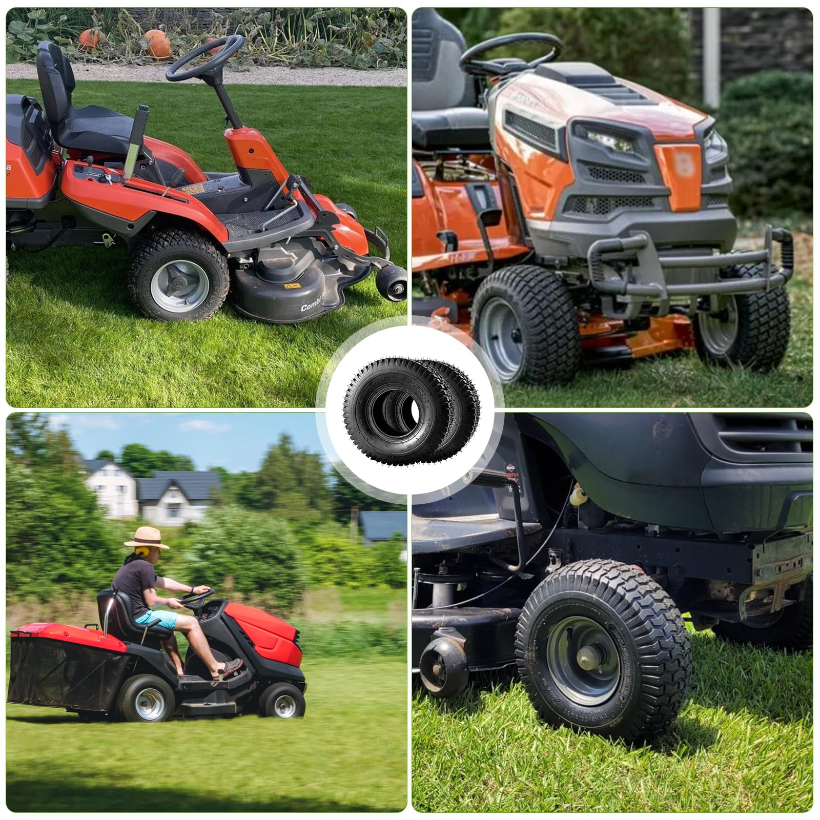 2-Pack 15x6.00-6 Reifen und Innenrohr Set TR-13 Gerade Ventil Stamm Naturkautschuk 4-Schicht mit Rohr 400 lbs Kapazität Ersatz Reiten Mäher Vorderrad Montage
