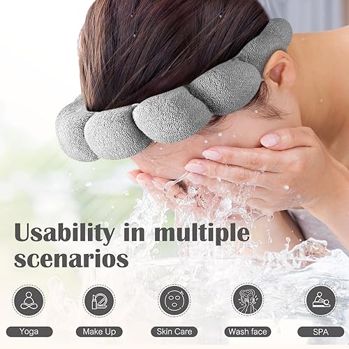 Miniatura 2 de Diademas de spa para lavar la cara o el rostro, juego de 2 diademas para el cuidado de la piel, diadema de tela de rizo, paquete combinado de lavado