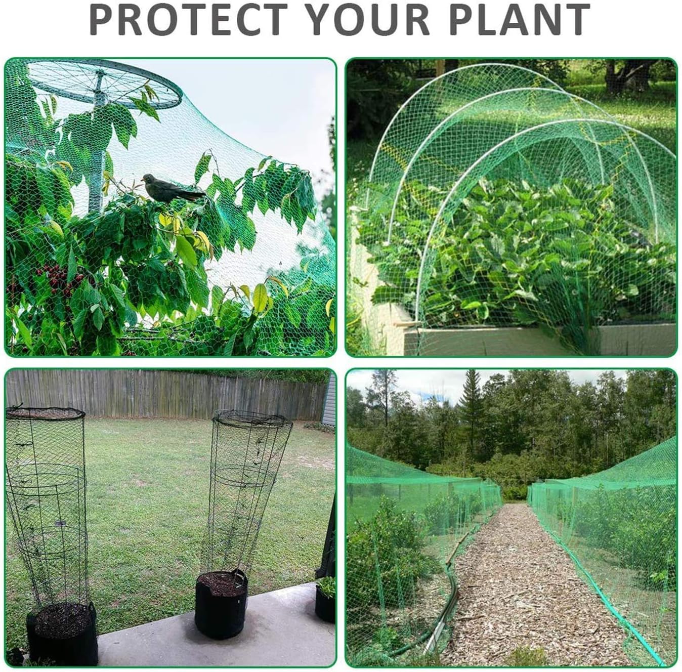 Bird Netting for Garden Protect Vegetable Plants and Fruit Trees, Garden Net Doesn't Tangle and Reusable Fencing Protect Fruit Vegetables from Birds,Deer,Squirrels and Other Animals