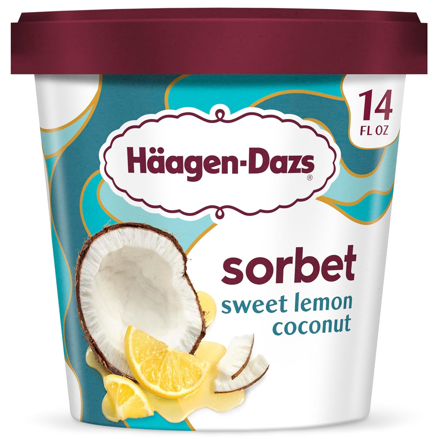 Häagen-Dazs Sweet Lemon Coconut Sorbet, 14 fl oz - Tangy Lemon & Creamy Coconut Refresh, Kosher Gluten-Free