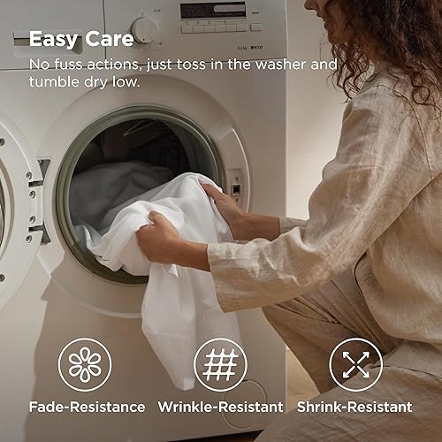 Miniatura 5 de Bedsure Sábanas de tamaño matrimonial, color blanco, sábanas suaves para cama de tamaño matrimonial, juego de sábanas de lujo de 4 piezas, juego de