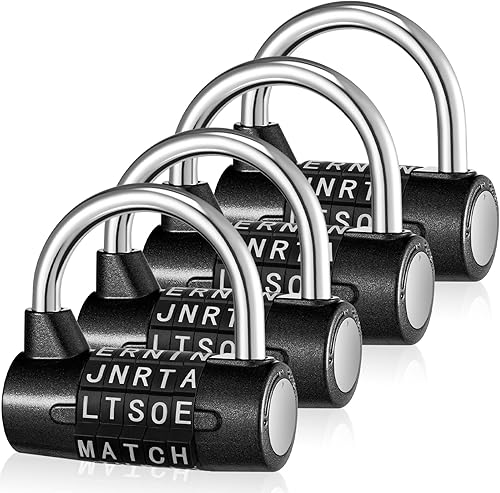 Shimeyao Cerradura de combinación de 5 letras de 5 piezas, resistente, cerradura de metal reiniciable sin llave de 5 dígitos para gimnasio