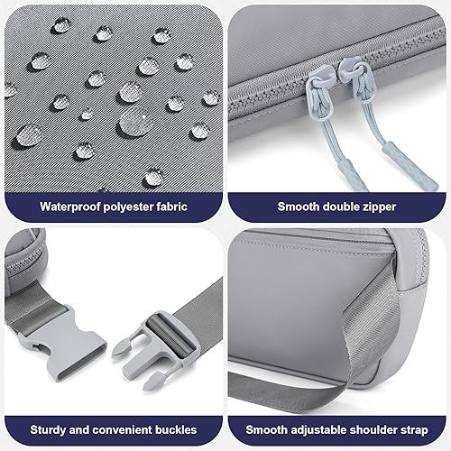 Miniatura 6 de Riñonera unisex para hombres y mujeres, bolsa de cinturón impermeable, bolsa cruzada con correa ajustable extendida de 54 pulgadas, riñoneras de