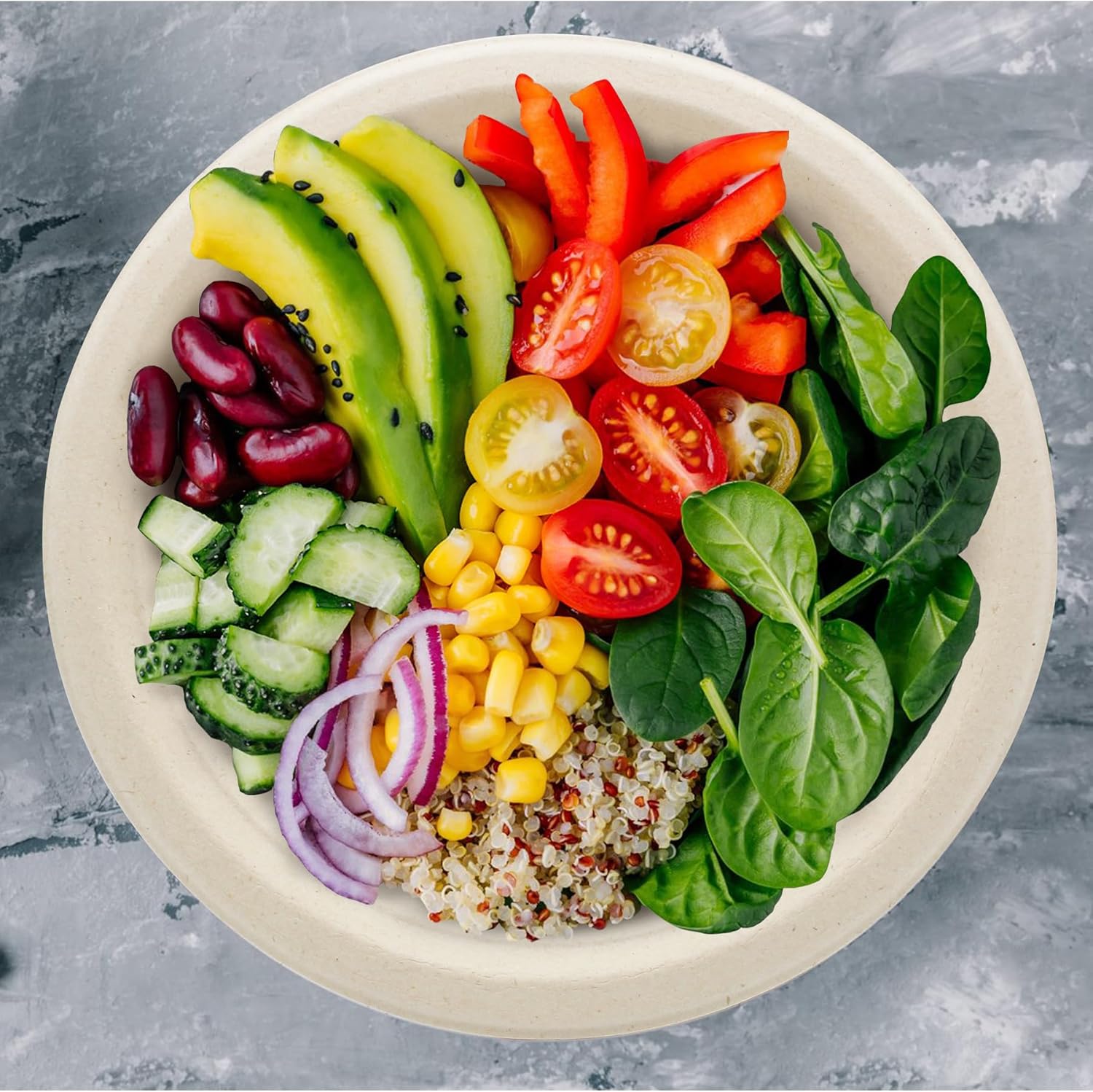 BLUE TOP 100% Compostable Disposable Paper Plates Heavy Duty Waterproof Plates-50 Pack 10 inch Eco-Friendly Plates, Natural Biodegradable Sugarca Bagasse Dinner Plates Unbleached Brown - Image 8