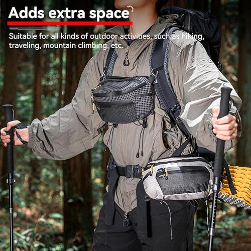 Miniatura 7 de HIKEMAN StrapPack - Riñonera para mochila, bolsillo ligero para teléfono, gran capacidad e impermeable, bolsa multifuncional para exteriores, para