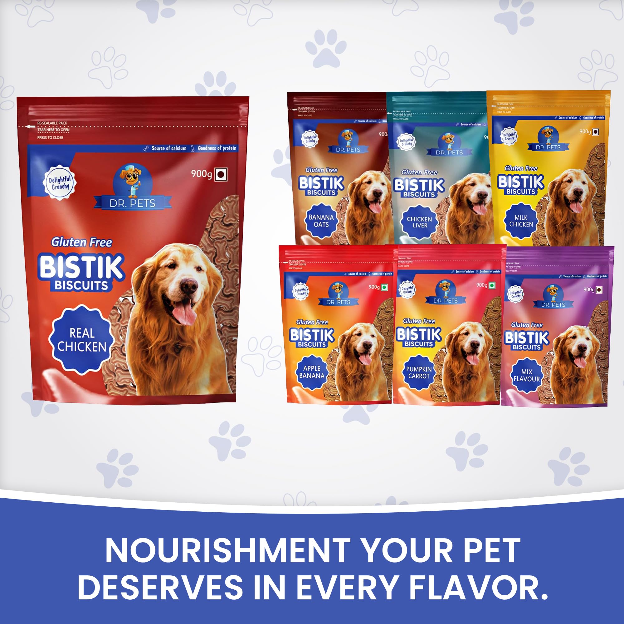 Dr.Pets Bistik Dog Food Treat - Dog Biscuits for Adult Dog & Puppy, Gluten Free Healthy Treats with Fresh & Natural Ingredients, Real Chicken & Chicken Liver Flavor 900g Each (Combo Pack) 2