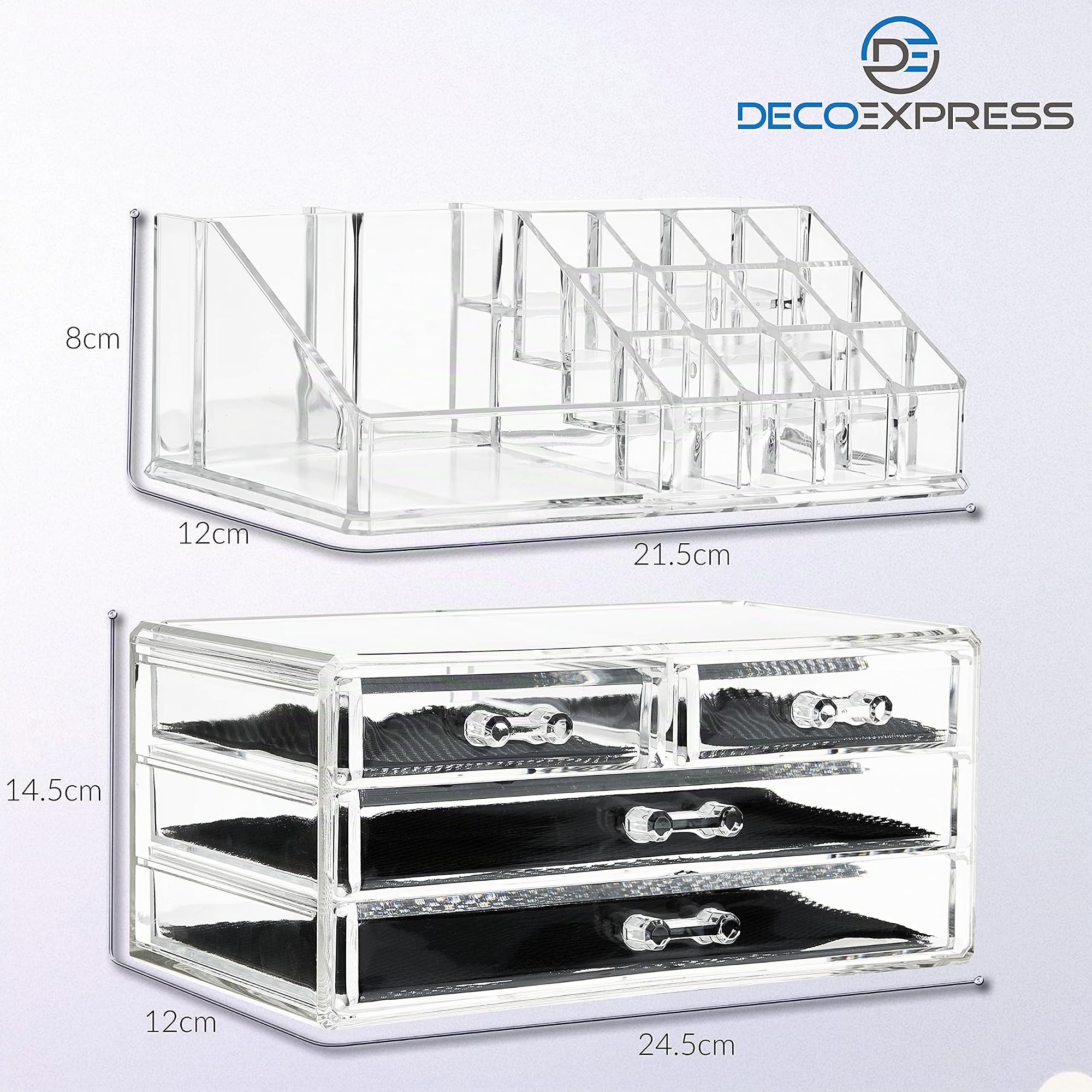 DECO EXPRESS Organizador de Maquillaje Cajones Caja Cosméticos Transparente (Large)