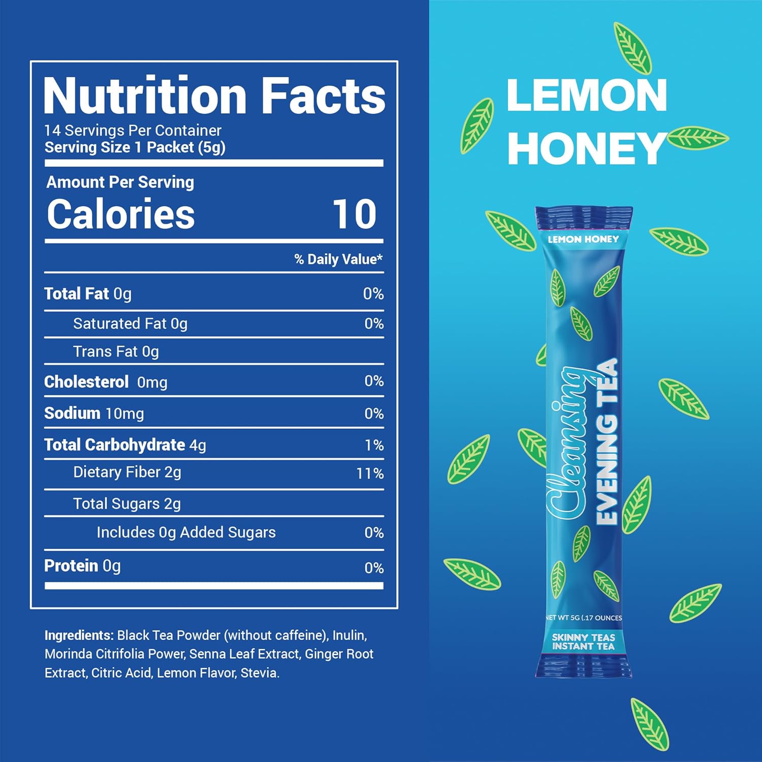 Skinny Teas Day & Night Kit – Energizing Daytime Tea (Citrus Mint) + Cleansing Evening Tea (Lemon Honey), Natural Energy + Digestive Cleanse Support, 28 Sticks Total