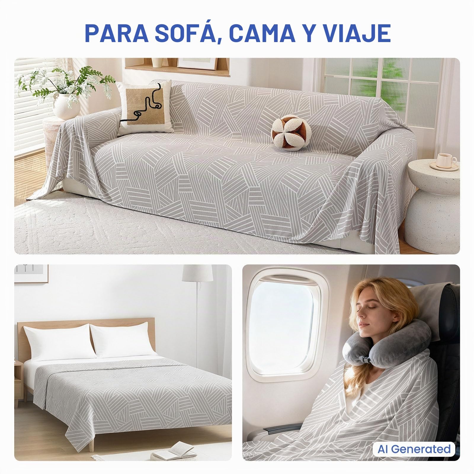 Ystyle Funda Sofa 4 Plazas, 200x380 CM, Cubre Sofa Antideslizante, Fundas para Sofa Antimanchas, Manta Cubre Sofa Grande, Protector De Sofa AntiarañAzos Gatos Perros, Sofa Cover, Gris Claro