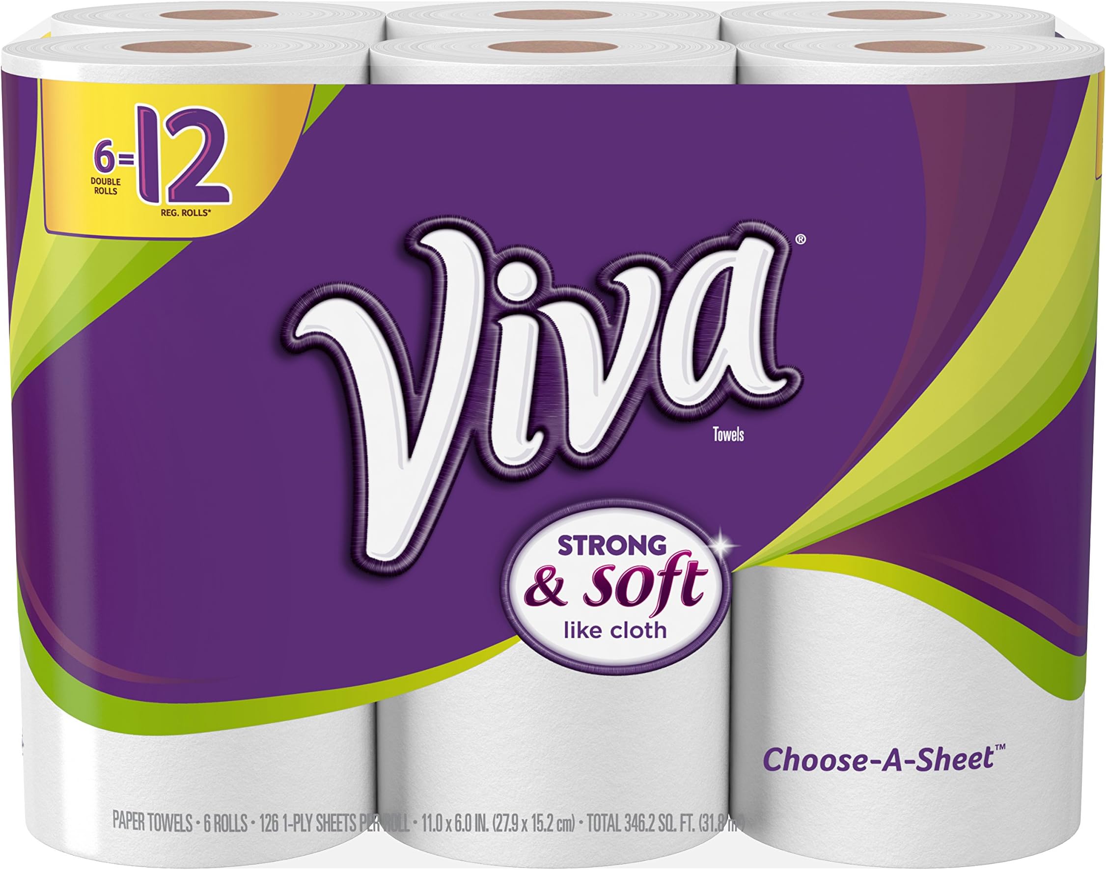 VivaChoose-A-Sheet* Paper Towels, White , Double Roll, 6 Rolls