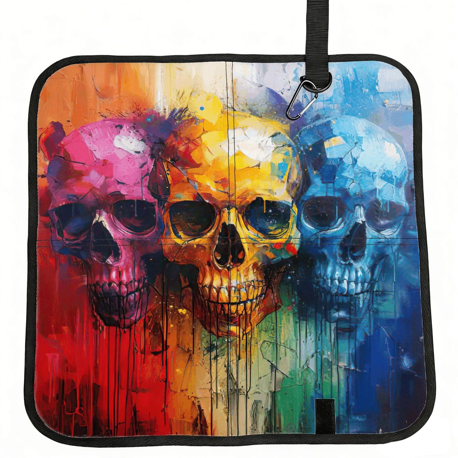 UVBDF Color Skulls Print Outdoor Sitting Cushion Folding Seat Pad Compact Portable Picnic Bench Cushion Mat