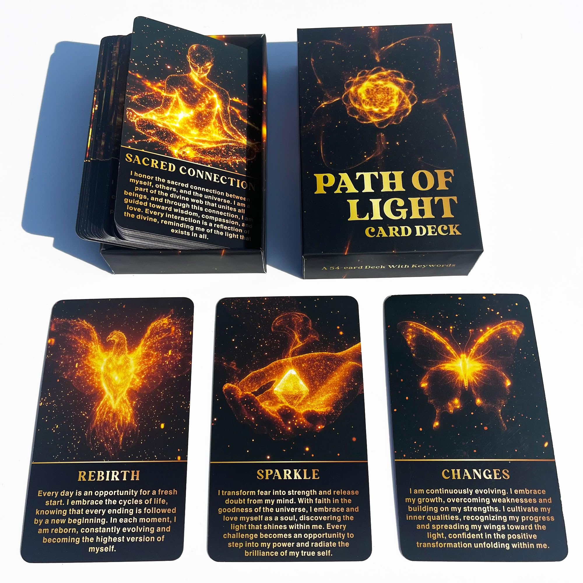 DPEHAKMK Path of Light Oracle Deck, Spiritual Guidance Cards, Self-Discovery & Daily Affirmations, Life & Relationships Oracle Cards, Healing Deck for Spiritual Development, Ages 14+