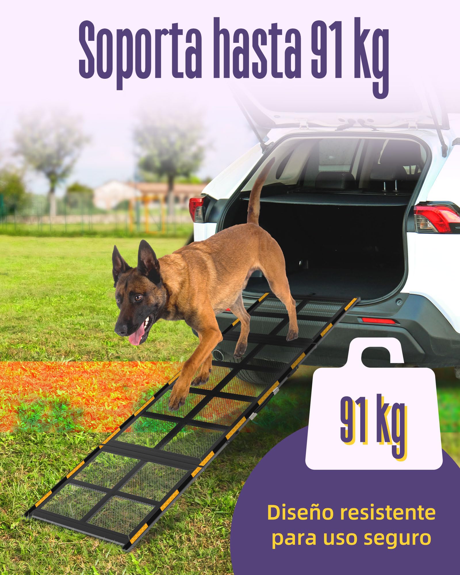 Rampa ancha para perros para automóvil, 190 cm de largo, rampa plegable para mascotas al aire libre para perros grandes, rampa antideslizante para automóvil, camión, SUV, RV