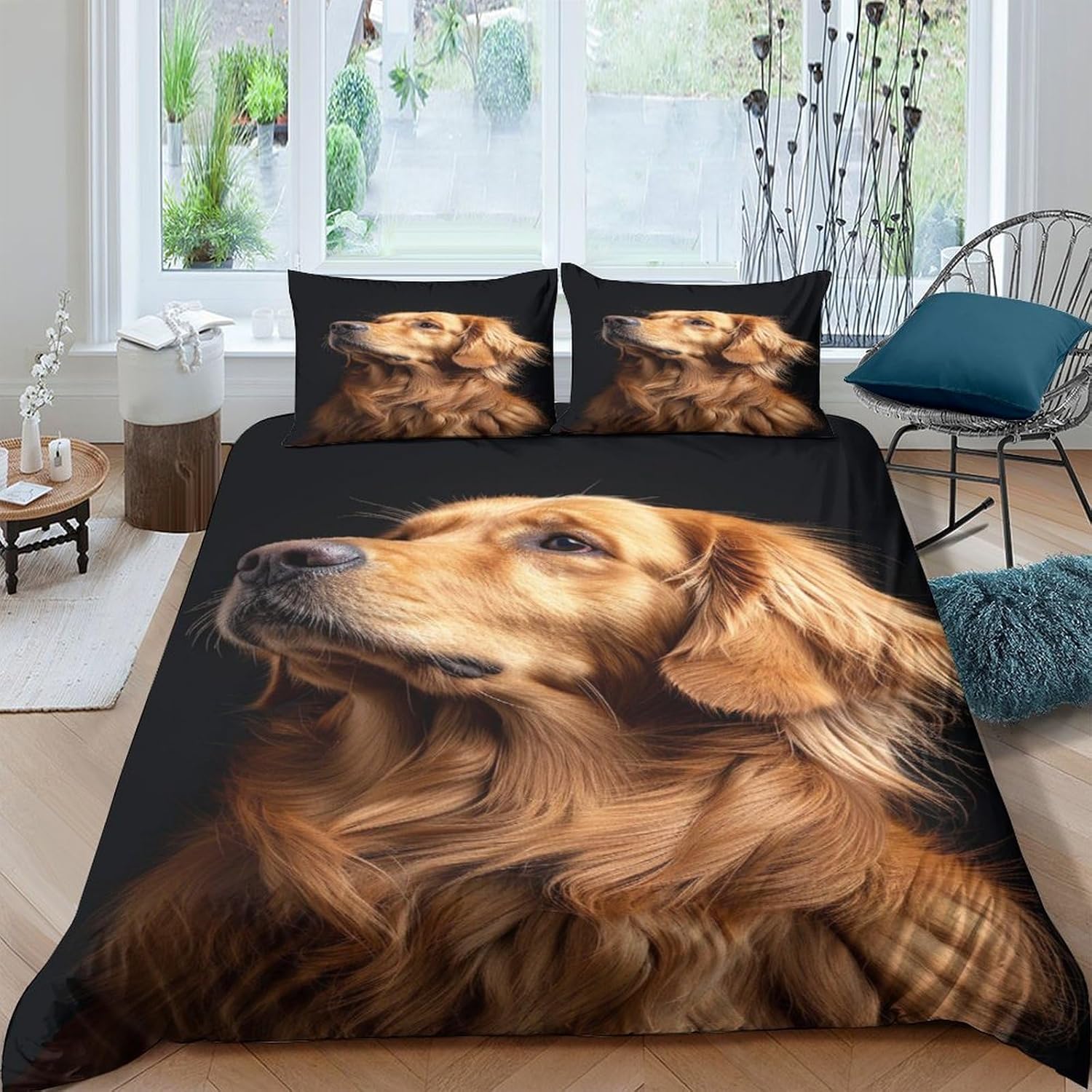 INTCHE Golden Retriever Betten Set Kinder 3D Bettbezug Set Gedruckt