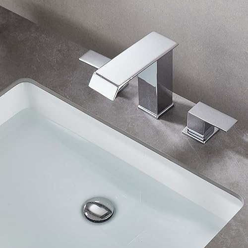 Miniatura 5 de Grifo de lavabo de baño de 2 manijas de 8 pulgadas, grifo de tocador de latón de 3 agujeros con líneas de suministro de agua cUPC y montaje de