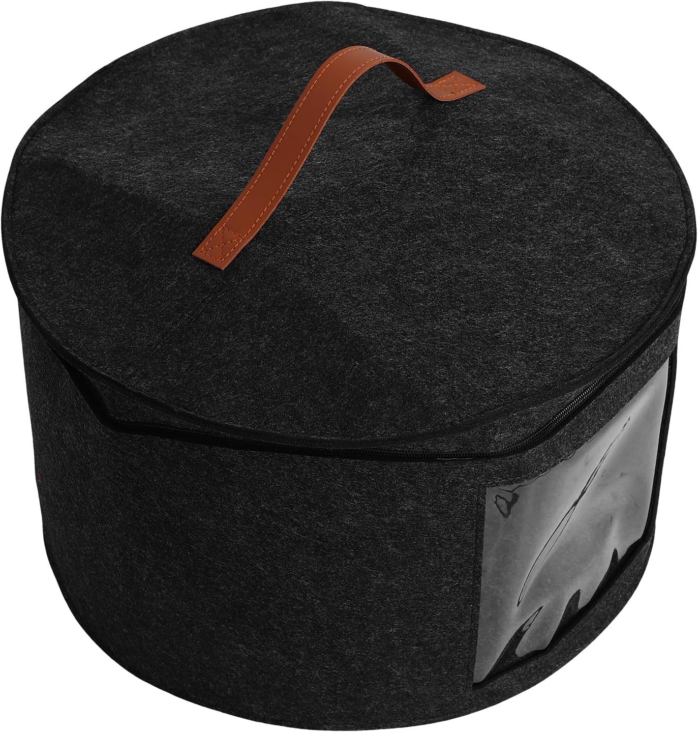 jojofuny Felt Hat Storage Box with Lid, Large Portable Hat Carrier for Travel, Baseball Cap Container for Men and Women, Dark Gray