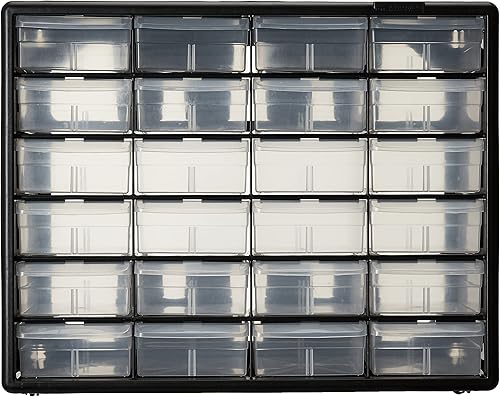 Miniatura 10 de 24 piezas de plástico para almacenamiento de herramientas y gabinete con cajones para manualidades de Akro-Mils 10124, medidas 20 pulgadas x 16