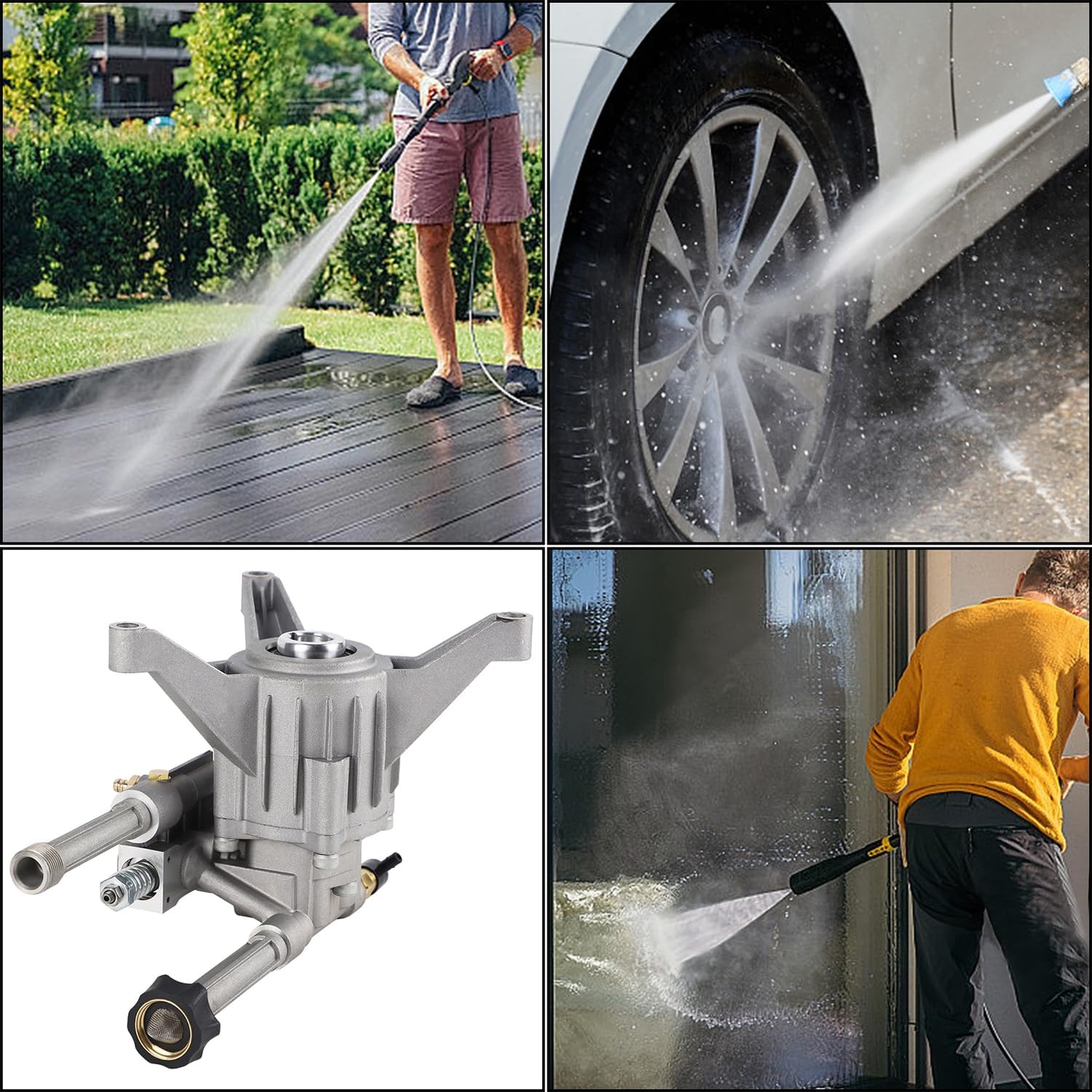 Biswing Pressure Washer Pump, 7/8" Shaft Vertical Plunger, 3400 PSI Max, 2.5 GPM, Replacement Pump for Gas Power Washer, Front Inlet/Outlet