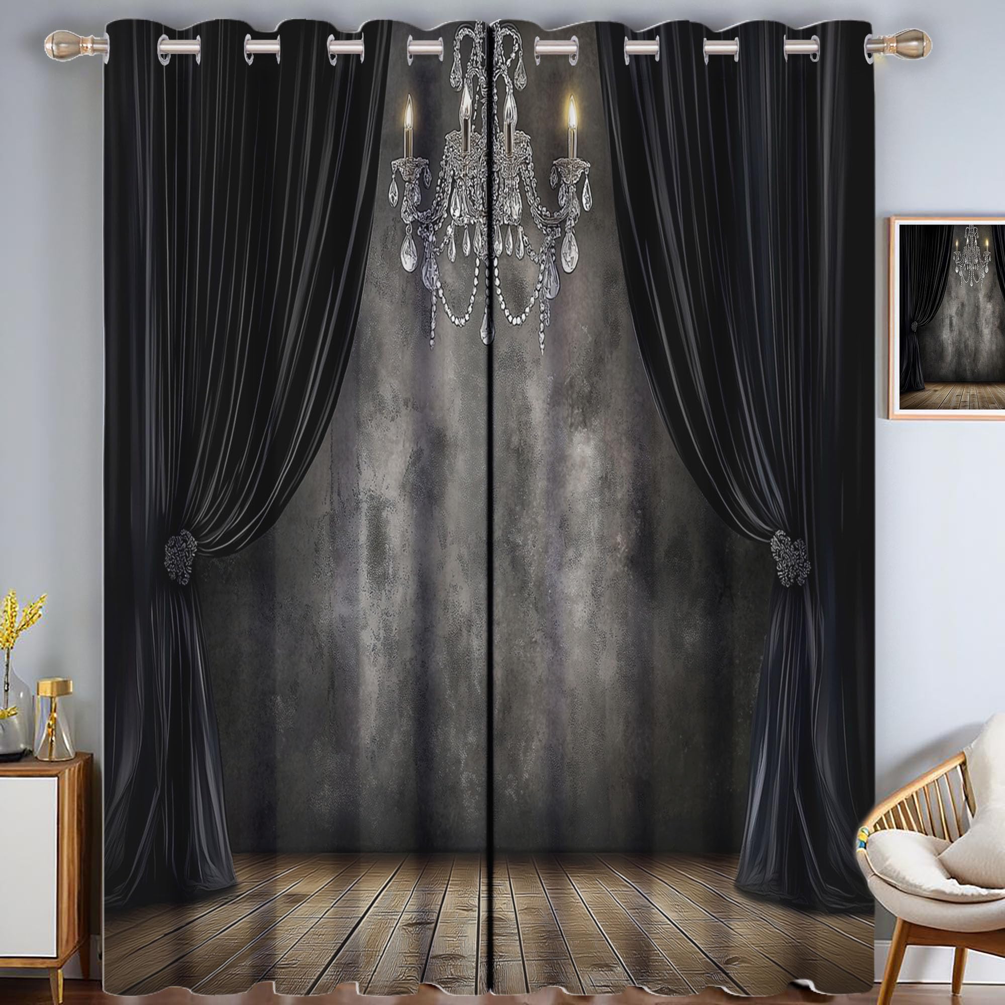 Rideaux imprimé moderne salon et chambre lot de 2 occultants