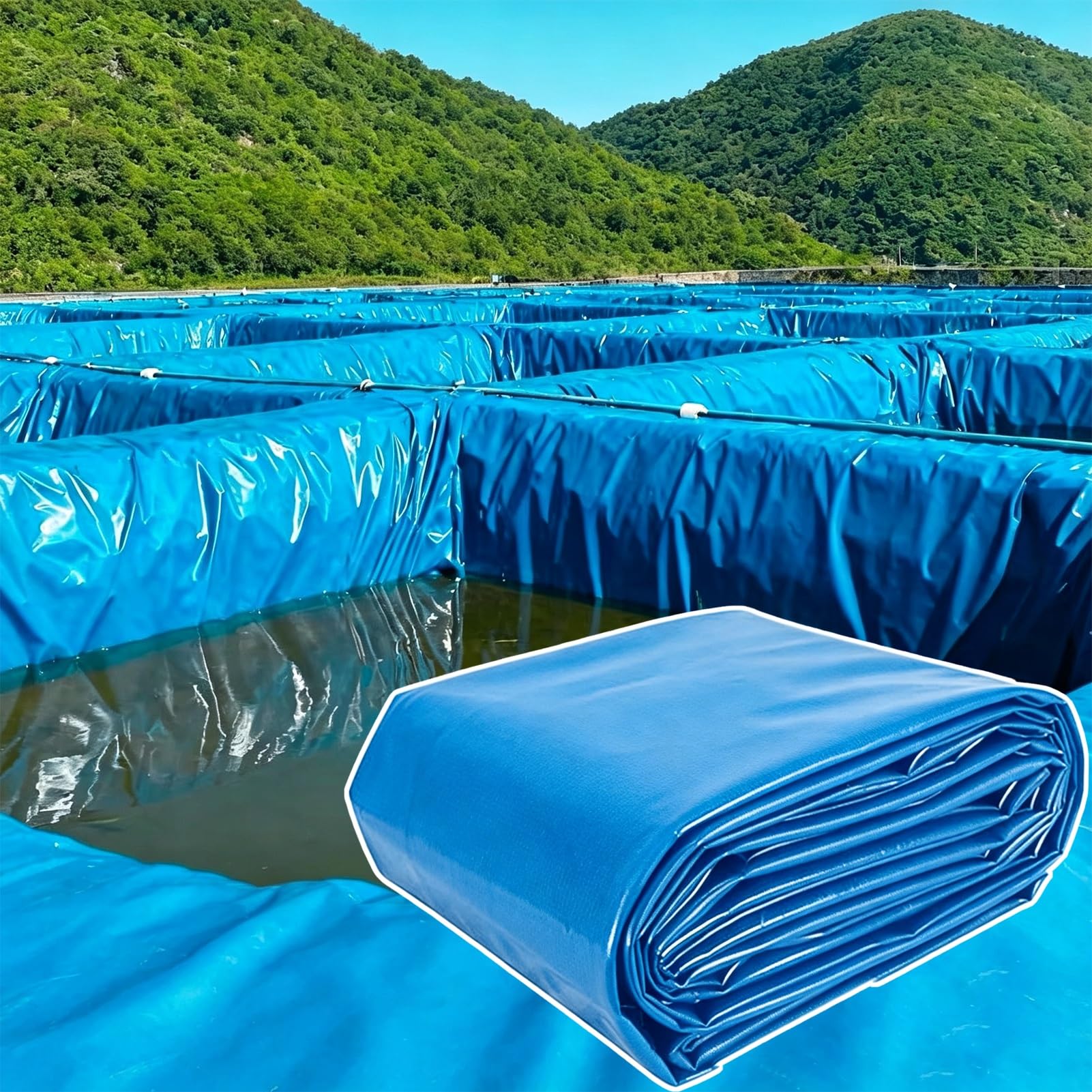 Yopappol Versatile Blue HDPE Pond Liner, 4x6m 5x7m 6x6m 7x8m 8x12m Heavy Duty Waterproof Membrane, Flexible Liner for Fish Pond, Outdoor Play Pool and Landscape Stream(4x8m(13.1x26.2ft))