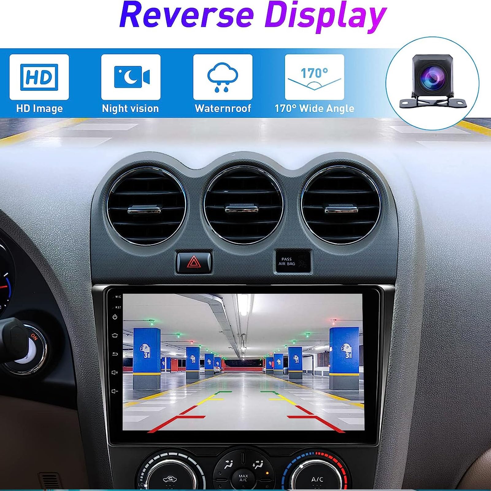 Radio Samochodowe z 9-calowym Ekranem Dotykowym dla Nissan Altima 2008-2012, Radio Samochodowe 2G+32G z Bezprzewodowym Carplay i Android Auto, WiFi, BT, GPS, Kamera Cofania,