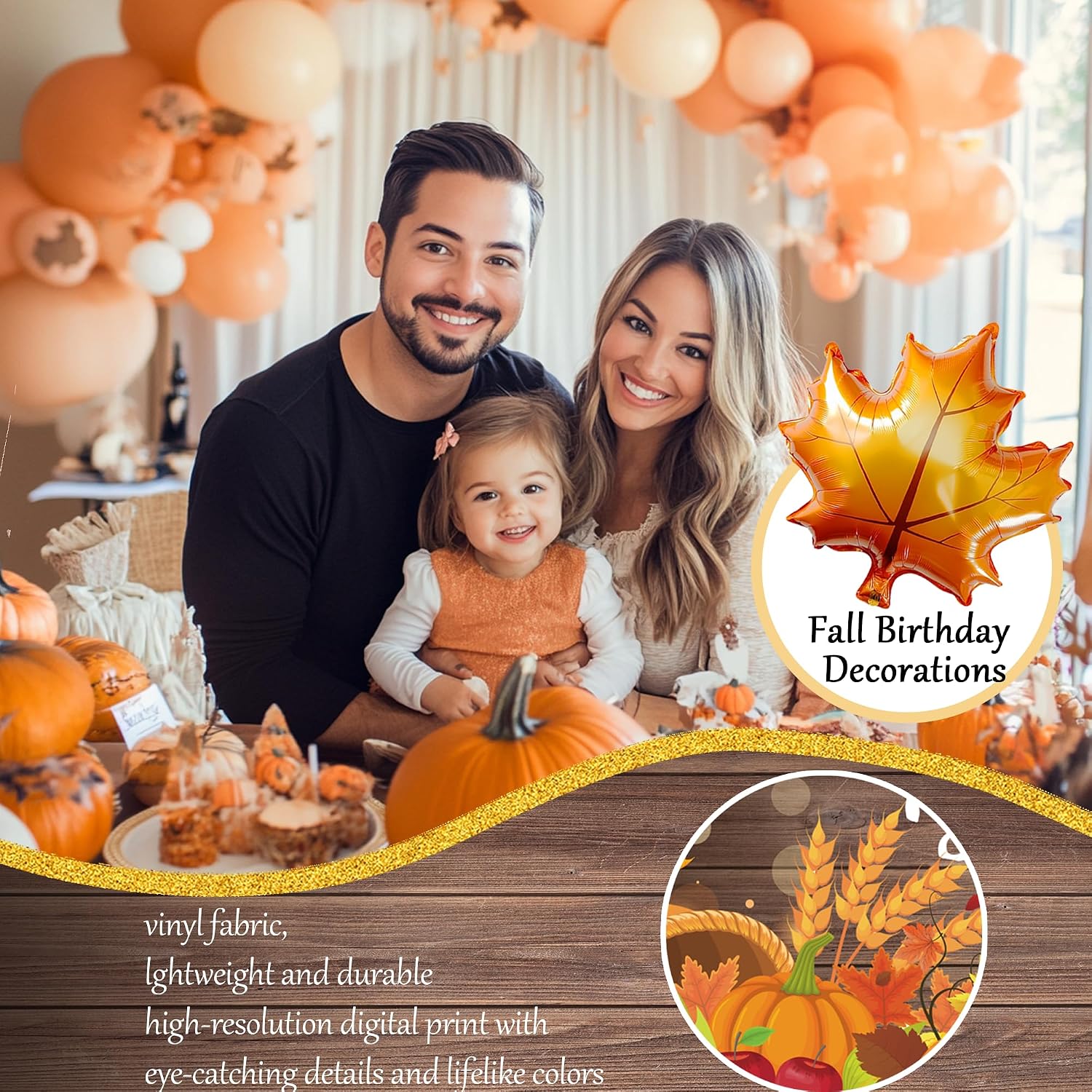 Fall Birthday Party Decorations, Fall Pumpkin Themed Birthday Party Decorations, Pumpkin Party Supplies Backdrop Cake Cupcake Topper Tablecloth Balloon Arch Banner for Autunm Decor Kit