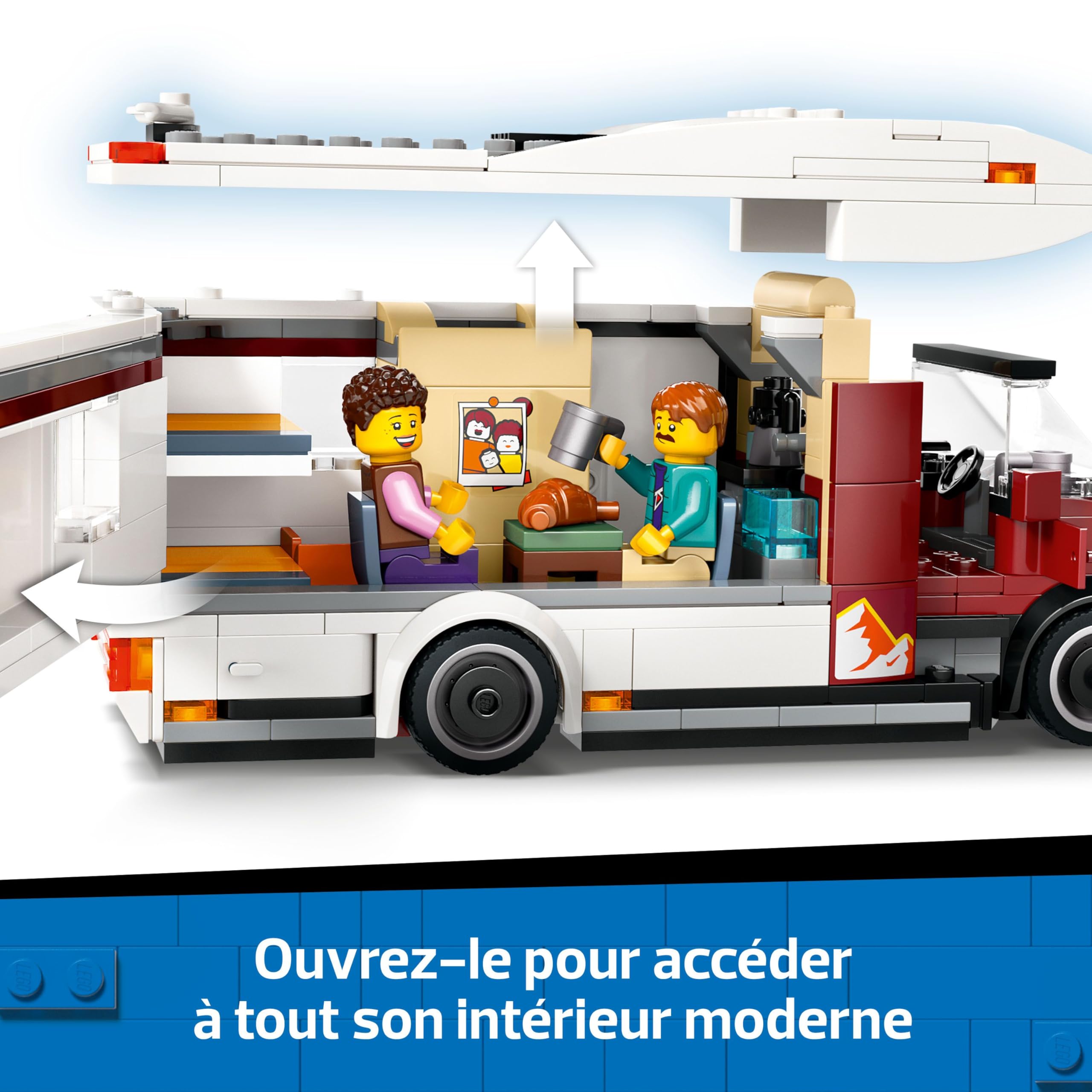 LEGO City Le Camping-Car d’Aventures - Jeu de Construction pour garçons et Filles dès 6 Ans - Inclut Un bébé, des Accessoires et Une Guitare - Idée de Cadeau d'anniversaire pour aventuriers 60454