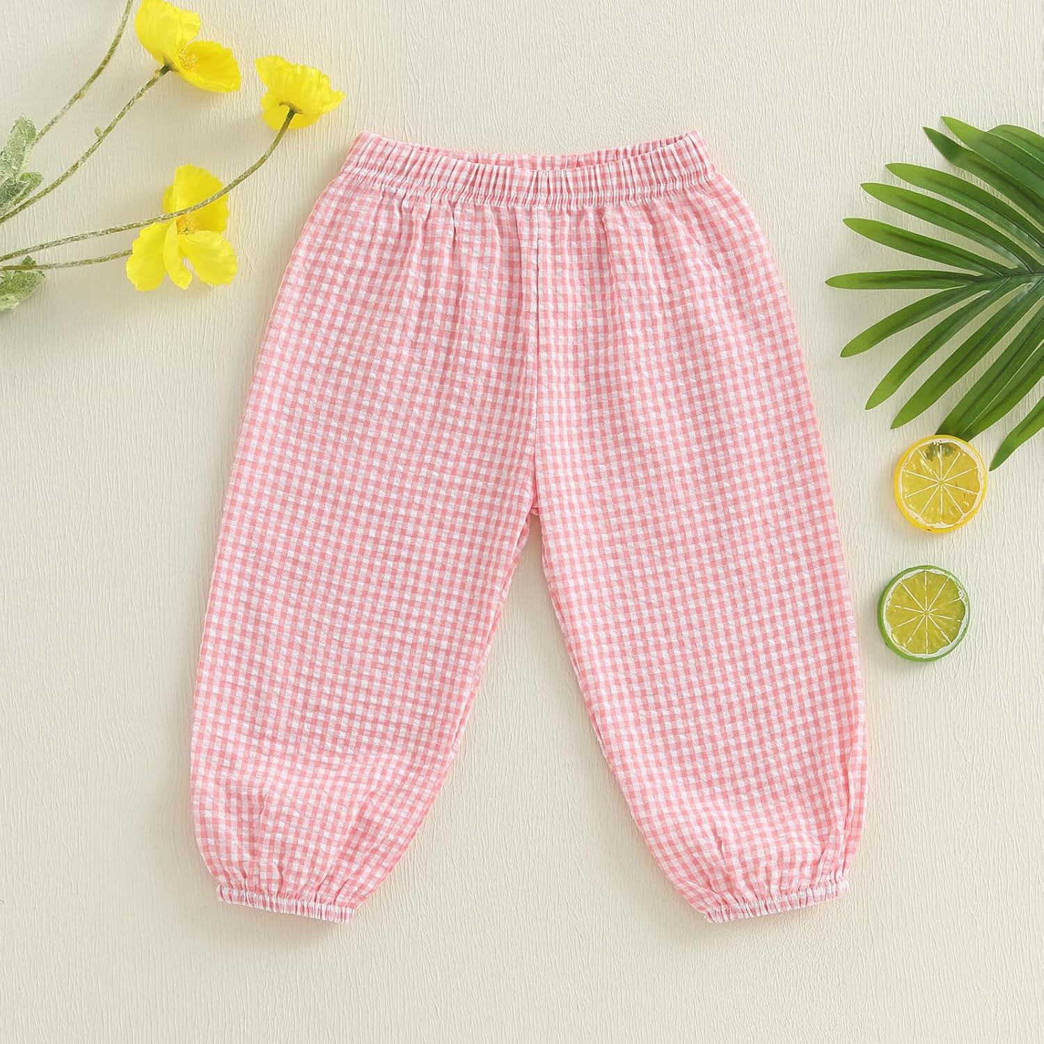 Karuedoo Toddler Baby Boy Girl Gingham Bubble Pants Kids Casual Plaid Elastic Waist Long Bloomers Trousers Bottoms - Image 7