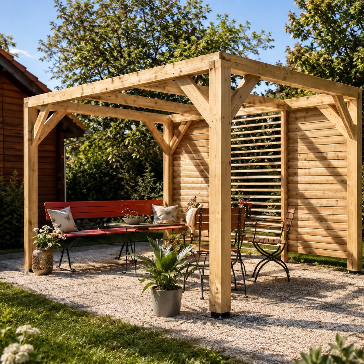 Pergola Bioclimatique 10.57m² Bois Naturel - VT3431V