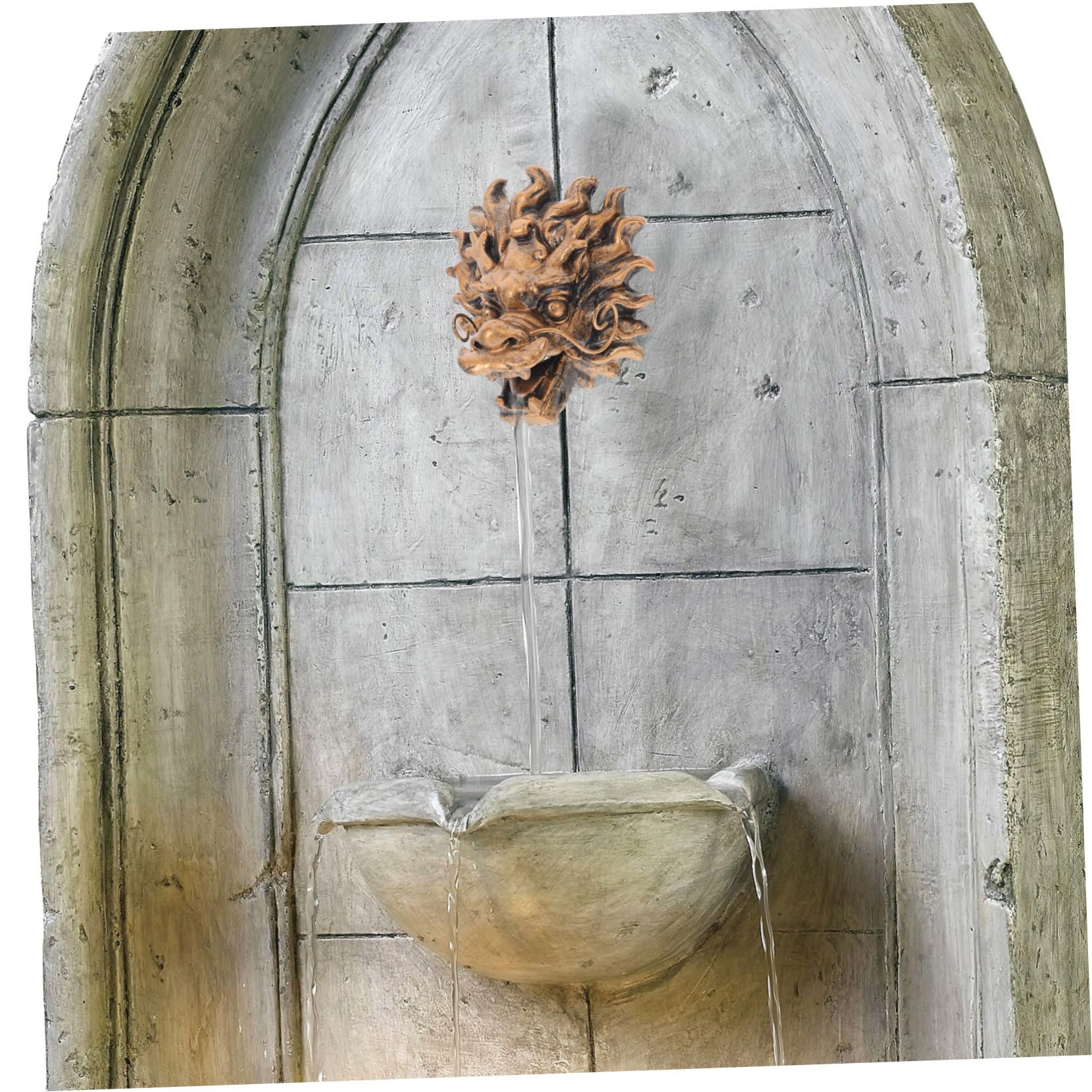 Fontaine Murale avec Tête De Dragon Dorée Robinet Extérieur pour Jardin Et Villa Fontaine Décorative pour Aménagement Paysager Extérieur
